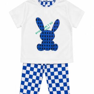 Blue and White Trouser Shirt for Girls