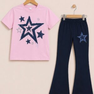 Pink and Black Trouser Shirt For Girls